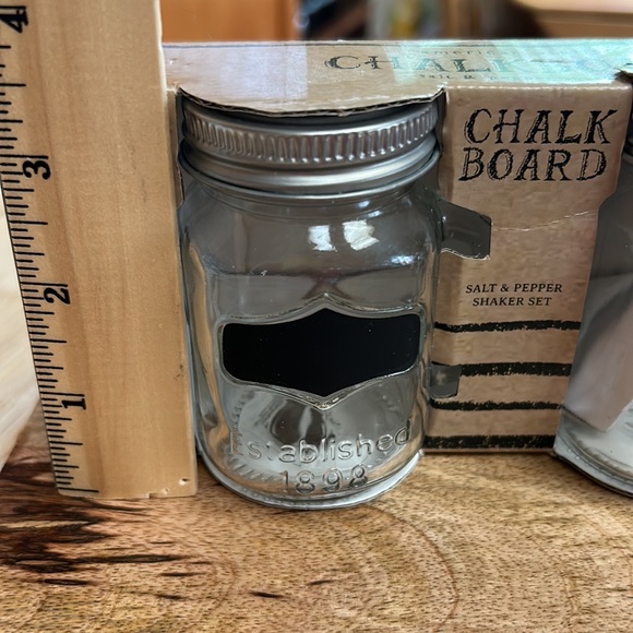 Salt and Pepper Shaker Set Erasable Chalk Board New In Package Farmhouse Style - Picture 5 of 6